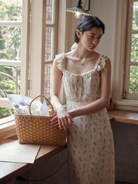 Robes décontractées début d'été fleur événement manches volantes à lacets robe à bretelles fragmentées femmes taille française longue