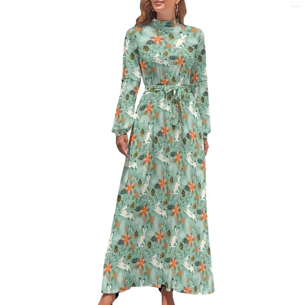 Robes décontractées robe de Pâques et floral sexy maxi esthétique Bohemia Long High Necy Custom Vestido