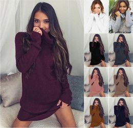 Robes décontractées ehuanhood Femmes Sweater Robe Automne Hiver Coutre à collier long Mini Mini Solide Solid Party Vestidos2729703