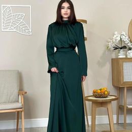 Casual Jurken Eid Moslim Feestjurk Voor Vrouwen Abaya Marokko Satijn Ramadan Lace-up Abaya Kaftan Islam Dubai Arabische Lange Gewaad 2024