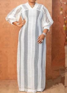 Vestidos informales Elegante fiesta africana para mujeres 2023 en moda musulmana Túnicas femeninas blancas Hollow Out Sheer Chic One Piece Maxi Vestido