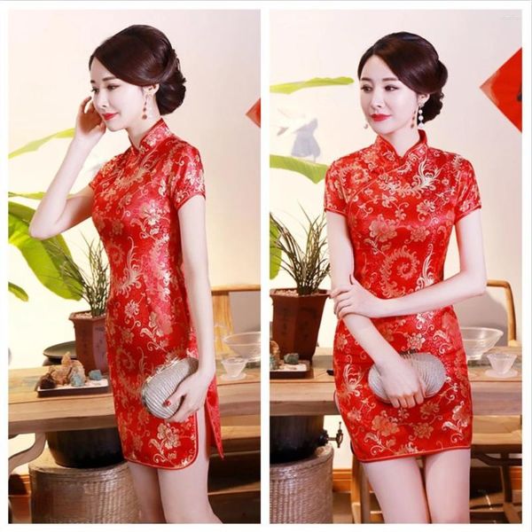 Robes décontractées Élégant Cheongsam Vintage Robe Style Ethnique Mini Robe De Festa Fête Sexy Femmes Vêtements Chinois Qipao