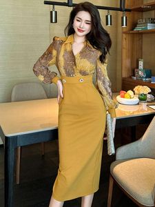 Robes décontractées de banquet de mode élégante vestime pour femmes professionnels formel jaune brillant paillettes robe basse fête vestidos automne