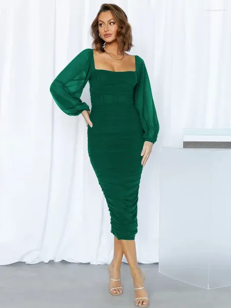 Robes décontractées Élégant Longue Satin Midi Robe Femmes Été Couleur Solide Mode Sans Manches Doux Style Coréen Soirée Soirée 2023