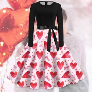 Casual jurken elegante mini -jurk met lange mouwen vrouwen sexy o nek feestavond vrouwelijke lente herfst vestidos Valentijnsdag geprint