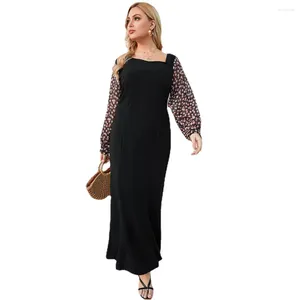 Robes décontractées Élégant Maxi Grande Taille Femme Robe Patchwork Noir Robe Style Européen Anniversaire Pour Les Femmes