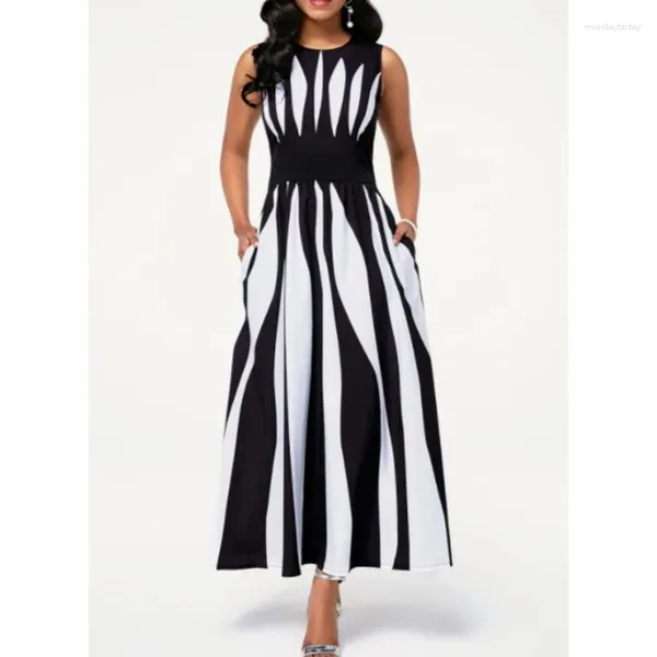 Vestidos informales Fiesta elegante para mujeres 2024 Sexy Stripe Sleeveless A Line Ol Work Fashion Fashion Alt Winist Summer Vestido