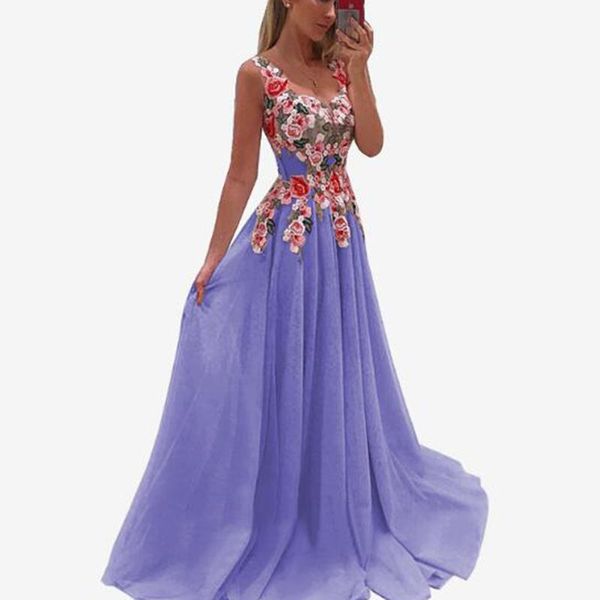 Vestidos casuales elegante princesa vestido largo 2022 mujeres verano damas fiesta cuello en V Floral Maxi Sexy bata Longue Vestidos Mujer Plus SizeCasual