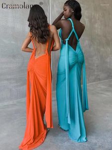 Casual jurken elegante bandjes sexy backless bodycon maxi-jurk vrouw feest prom avond vakantie lang 2024 zomer zwart blauw wit