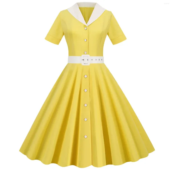 Robes décontractées élégantes vintage Hepburn Style Party Robe Femme Summer Retro 50s 60S Pin de swing up Rockabilly Robe Vestidos