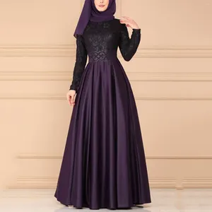 Casual jurken Elegante vintage kanten loze patchwork abayas moslimjurk voor vrouwen luxe en prachtige avondfeestje hoge taille dames formeel