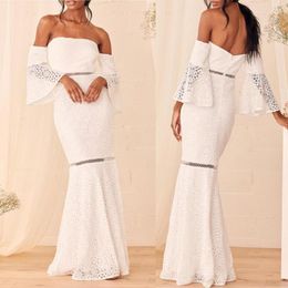 Robes décontractées élégante robe de mariée de fête de mariage Sexy mince dentelle évider Vestido Estilo Sirena confortable longue bal Robes de célébrité