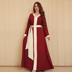 Robes Décontractées Femmes Élégantes À Manches Longues Maxi Robe De Mode Arabe Dubaï Abaya Musulman Caftan Robe Musulman Ramadan Robe Femme Robe Largos