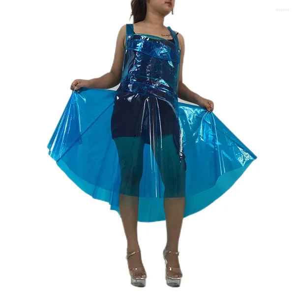 Robes décontractées d'été érotique Voir à travers les femmes robes sans dos claire pvc plastique en plastique transparent tablière de pagno sexy lingerie 7xl