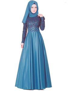 Casual jurken Europese en Amerikaanse kanten stiksel retro swingrok moslim etnische stijl lange mouwen slanke jurk 1025
