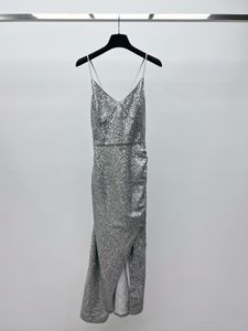 Vrijetijdsjurken Europese designerjurk 2023 Nieuwe lange jurk met paillettenborduurwerk