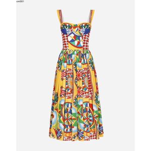 Casual jurken Europese luxe designer jurk zomer Nieuwe riem katoenen print taille wrap