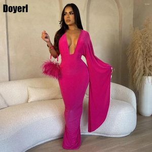 Robes décontractées Soirée élégante longue robe moulante pour femmes 2024 Party Club une manche gaine sexy dos nu froncé Maxi robe de bal