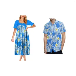 Robes décontractées Prix d'usine en gros vert imprimé floral vintage col carré Micronésie Mumu personnalisé manches bouffantes robe maxi à plusieurs niveaux