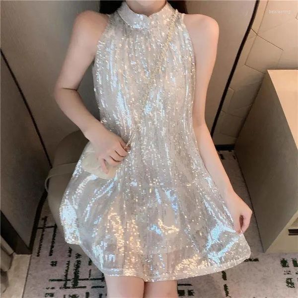 Robes décontractées Faldas Mujer Moda 2023 été femmes vêtements Super fée douce dame mince haute paillettes Femme mode Sexy Jupe Femme