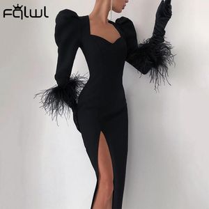 Casual jurken herfst winter spleet zwarte sexy vrouwen 2022 feest rits zipper lange mouw bodycon jurk dames club wrap witte midi