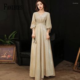 Robes décontractées Fanices Elegant Sequin A-Line Party Maxi Robe Femmes Femmes à trois quarts Vates de balle Sparkly Ball Sparking