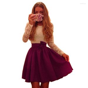 Casual jurken mode herfst herfst dames met lange mouwen witte kanten jurk winter o-neck riem sexy feest mini a-line vestidos