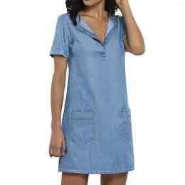 Robes décontractées de la mode de la mode de la mode mini robe robe femme à manches courtes à manches solo