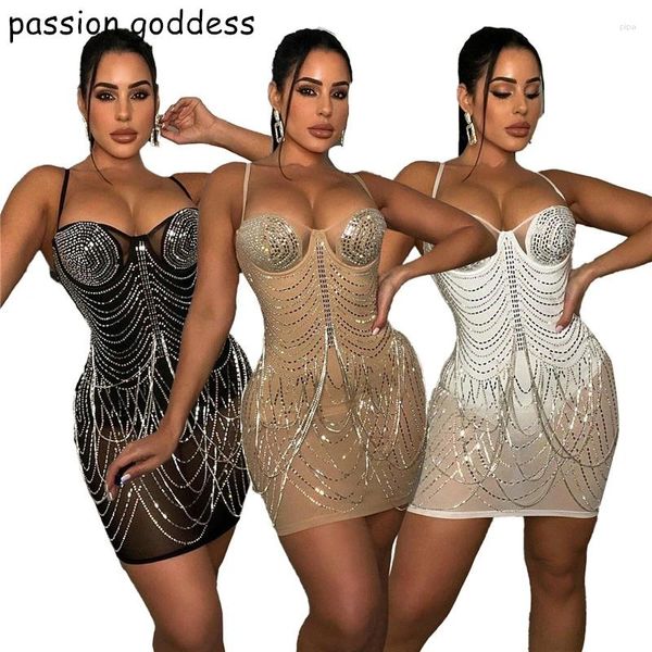 Vestidos casuales de moda Vestido de fiesta corta de diez rianas negras para mujeres 2024 Summer Bling Mesh Sequins Varestas Cumpleaños Damas Damas