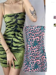 Casual jurken mode ins vintage luipaardprint platte rubberen band suspener rok slank fit uitziende puur zoete en pittige heup
