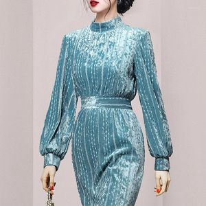 Robes décontractées mode dames Robe longue haute qualité velours femmes Chic femme vêtements Robe femme pour femmes Vestidos SL332