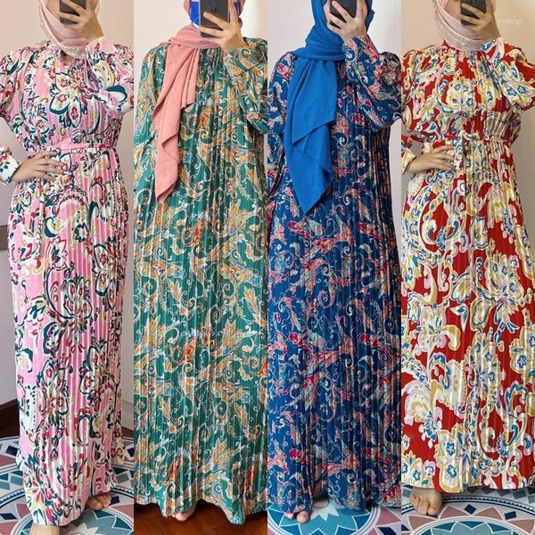 Robes décontractées Mode Moyen-Orient Indonésie Robe florale Femmes Fleur cassée Jupe longue Femme