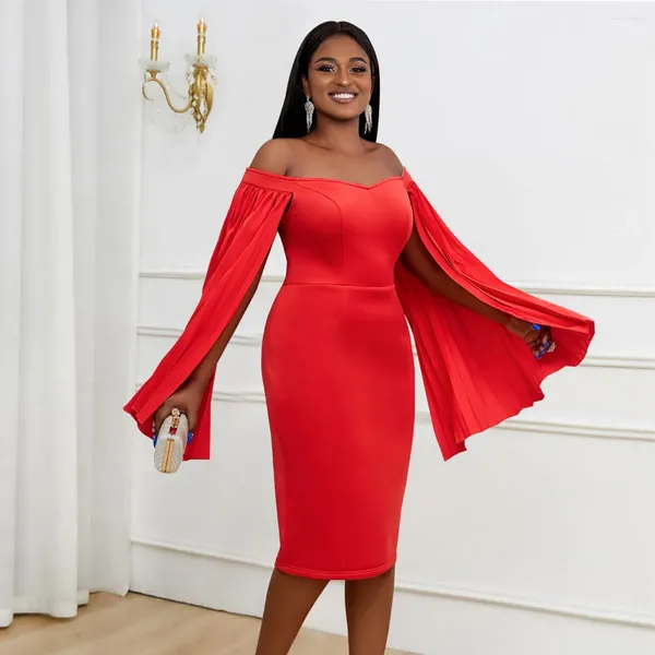 Robes décontractées Mode de l'épaule rouge moulante genou longueur anniversaire événement plus taille tenues pour femmes robe de Noël robes 2024