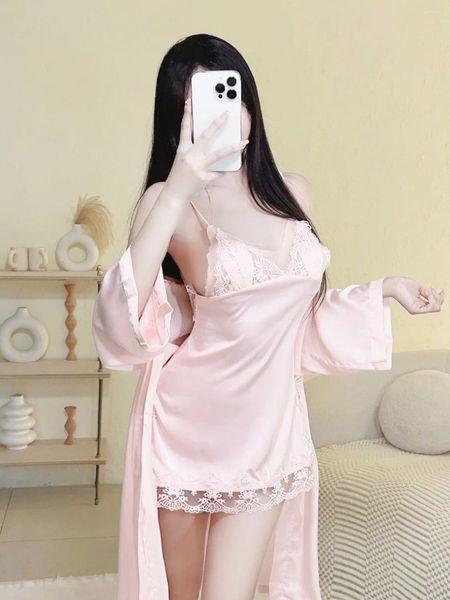 Robes décontractées Mode Ambiance romantique Uniformes Dentelle Sexy Side Split Mature Charme Élégant Doux Suspendu Glace Robe Française W7PC