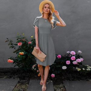 Casual jurken mode ronde nek dames elegant feest zomer vrouw korte mouw jurk cocktail avond kleding vestidos gewaad femme