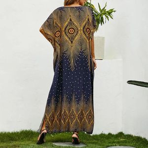 Robes décontractées Mode manches courtes imprimé floral coloré surdimensionné lâche maxi islam femmes robe africaine abaya vêtements 2024