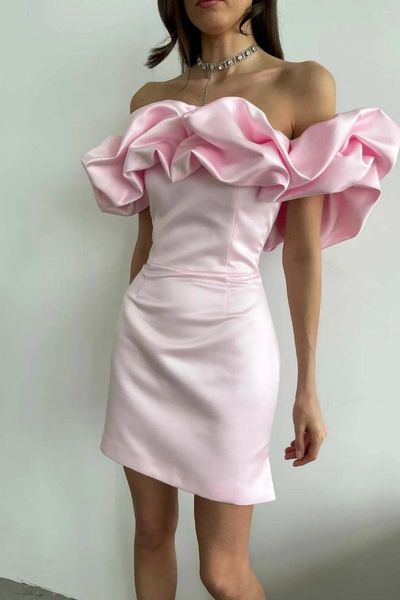Robes décontractées mode mode ins Internet célébrité élégante tube élégant supérieur robe courte courte rose rose mince et couleur formelle colorée