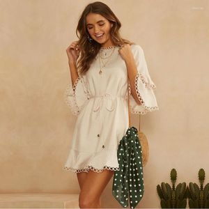 Robes décontractées Fashion Women's Flare Sleeve Skirt Holiday Mini Dress