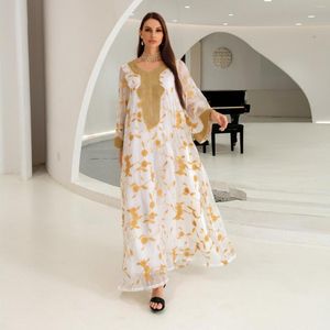 Casual jurken Fashion Women Clothing Midden -Oosten Dubai avondjurk moslimjurk tule rok geborduurd gouden kanten gewaad voor