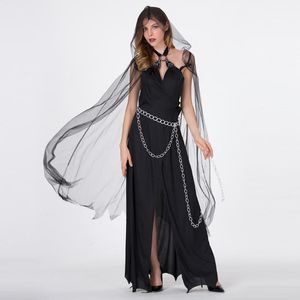 Casual jurken mode vrouwen gothic punk stijl halloween halter cosplay prinses jurk sexy vintage heks gespleten lange kostuum vestidos # G3