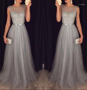 Robes décontractées Fashion Femmes Lomes Dames Hobe sans manche Mariage formel Longue soirée Ball Prom Robe de bal blanc Sweet1