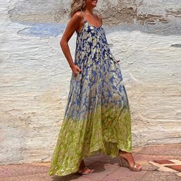 Robes décontractées Fashion Femmes Modèle imprimé robe bohème vintage swing lâches de vacances d'été sexy
