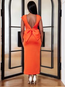 Robes décontractées de mode de mariage pour femmes robe orange sexy back sans arche