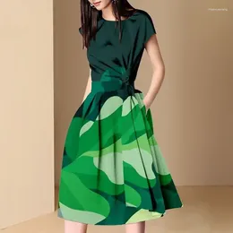 Robes décontractées à la mode robe de taille verte été 2023 jupe mi-longue robe feminino regulai fit lâche