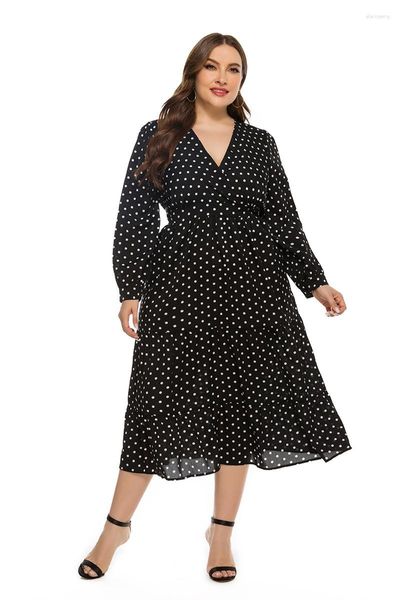 Robes décontractées grosses femmes s'habillent à grande taille xl-5xl mode V-col