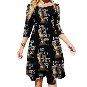 Vrijetijdsjurken Fret Lover Gift Houd gewoon echt van fretten Oké?Jurk met vierkante hals Zoete zomer Dames Elegante halterprint