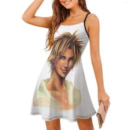 Robes décontractées Final Fantasy x Tidus Portrait Sling Party Robe Femme Print Midi Fashion Elegant Lady Beach FFX FF10