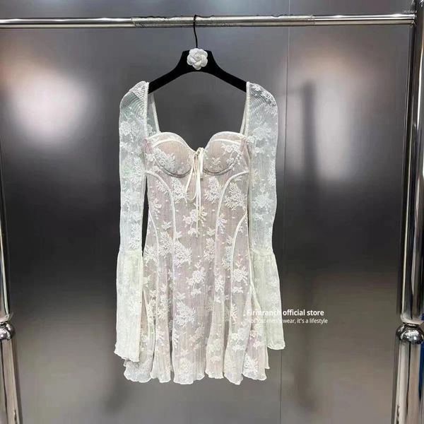 Robes décontractées firmranch printemps d'été seins de fée supérieure haut de lacet blanc en dentelle blanche robe de ballet de ballet élégant