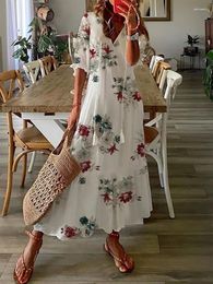 Robes décontractées Fitshinling Holiday Print Maxi pour femmes Boho Summer Beach Pareo Femme Une ligne Slim Sexy Longue Robe Femme Robes