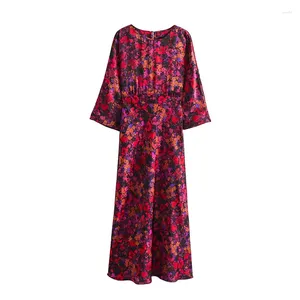 Robes décontractées imprimé floral pour femmes automne 2024 robe midi fête femme longue femme vintage femme